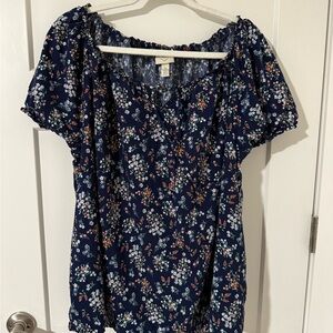 St. John's Bay Navy Floral Blouse